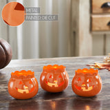 Jack-O-Lantern Candle Holder Orange Set of 3-Lange General Store