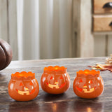 Jack-O-Lantern Candle Holder Orange Set of 3-Lange General Store