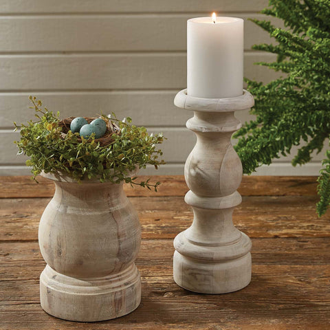 Jenny White Washed Candle Holders-Lange General Store