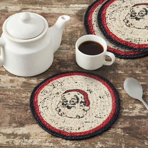 Jolly Ole Santa Braided Trivet 8" Set of 3