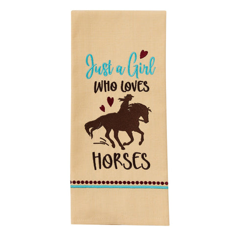 Just A Girl Horses Dishtowel