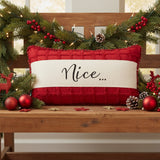 Chenille Christmas Naughty and Nice Pillow-Lange General Store