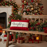 Chenille Christmas Naughty and Nice Pillow-Lange General Store