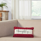 Chenille Christmas Naughty and Nice Pillow-Lange General Store