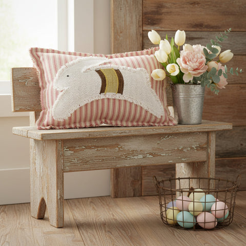 Spring In Bloom Applique Leaping Bunny Pillow-Lange General Store