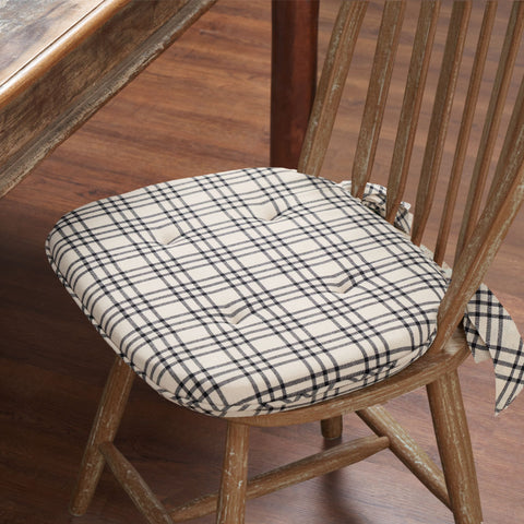 Linen & Black Plaid Chair Pad-Lange General Store