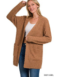Long Sleeve Popcorn Sweater Cardigan with Pockets - Deep Camel-Lange General Store