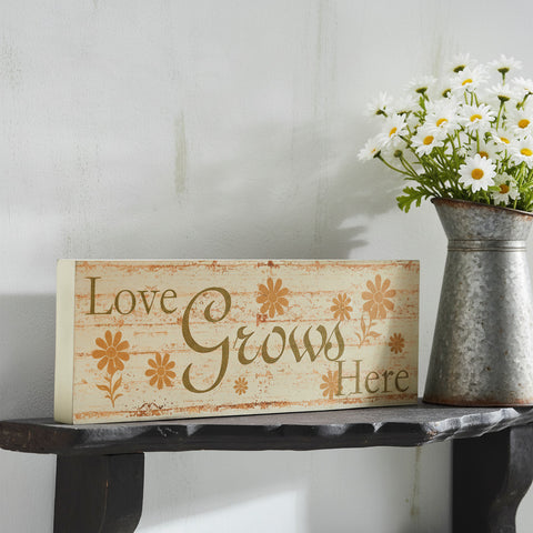 Spring In Bloom Love Grows Here w/ Daisies Wall Sign-Lange General Store