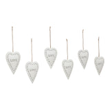 Love Stamp Heart Metal Ornament Set of 6-Lange General Store
