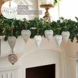 Love Stamp Heart Metal Ornament Set of 6-Lange General Store