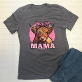 Mama Pink Bow Cow T-Shirt-Lange General Store