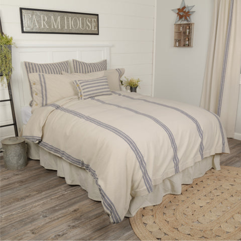Market Place Blue Grain Sack Stripe Duvet Cover-Lange General Store