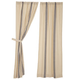Market Place Blue Grain Sack Stripe Long Panel Curtains-Lange General Store