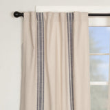 Market Place Blue Grain Sack Stripe Long Panel Curtains-Lange General Store