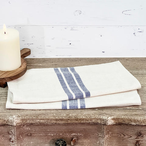 Market Place Blue Grain Sack Stripe Tablemat Set of 2-Lange General Store
