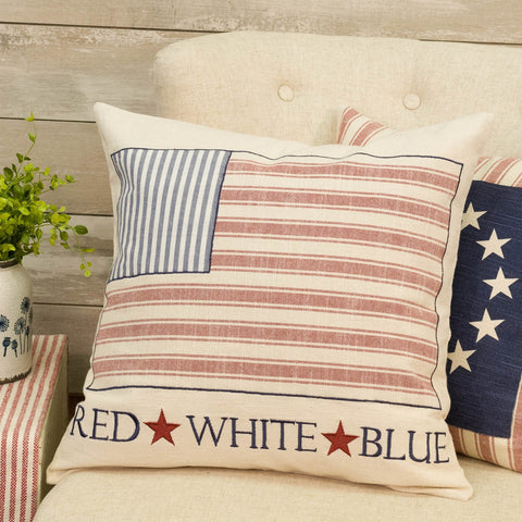Market Place Red Flag Patch Pillow Cover-Lange General Store