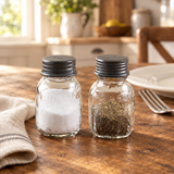 Mason Jar Salt & Pepper Shakers in a farmhouse table setting
