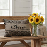 Medallion Black Tan Jacquard Blessed Throw Pillow-Lange General Store