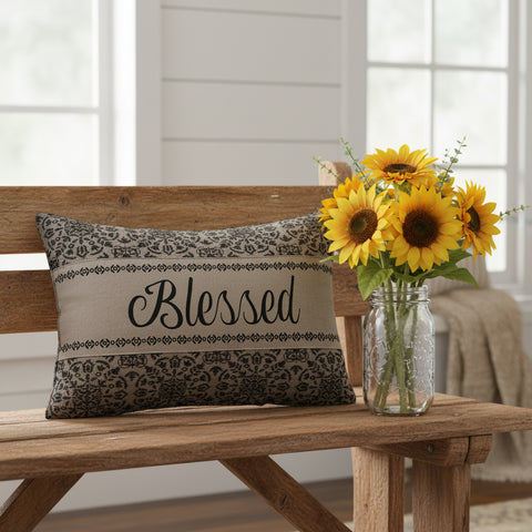 Medallion Black Tan Jacquard Blessed Throw Pillow-Lange General Store