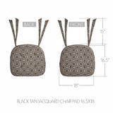 Medallion Black Tan Jacquard Chair Pad-Lange General Store