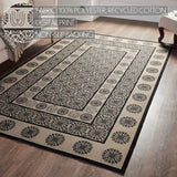 Medallion Black Tan Jacquard Indoor/Outdoor Rug Collection - Rectangle-Lange General Store