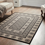 Medallion Black Tan Jacquard Indoor/Outdoor Rug Collection - Rectangle-Lange General Store