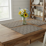 Medallion Black Tan Jacquard Placemats - Set of 2-Lange General Store