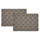 Medallion Black Tan Jacquard Placemats - Set of 2-Lange General Store