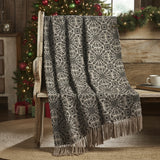 Medallion Black Tan Jacquard Woven Throw-Lange General Store