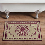 Medallion Burgundy Tan Jacquard Bath Mats