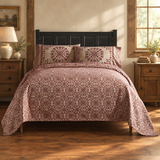 Medallion Burgundy Tan Jacquard Coverlet lifestyle image