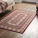 Medallion Burgundy Tan Jacquard Indoor/Outdoor Rug Collection - Rectangle-Lange General Store
