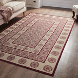 Medallion Burgundy Tan Jacquard Indoor/Outdoor Rug Collection - Rectangle-Lange General Store