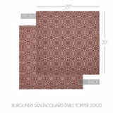 Medallion Burgundy Tan Jacquard Indoor/Outdoor Table Toppers-Lange General Store