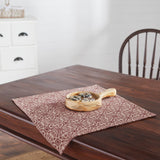 Medallion Burgundy Tan Jacquard Indoor/Outdoor Table Toppers-Lange General Store