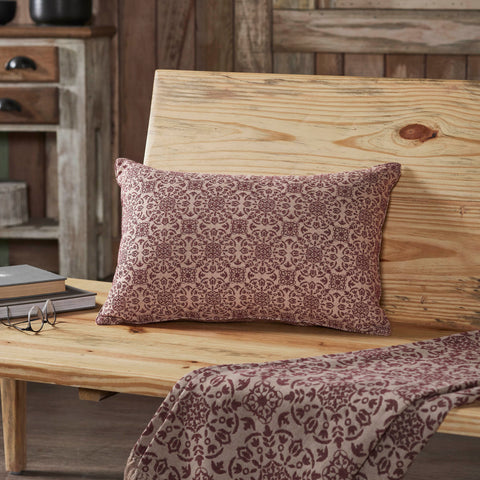 Medallion Burgundy Tan Jacquard Pillow 14x22