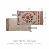 Medallion Burgundy Tan Jacquard Pillow Cases Set
