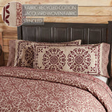Medallion Burgundy Tan Jacquard Pillow Cases Set