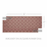 Medallion Burgundy Tan Jacquard Table Runners-Lange General Store