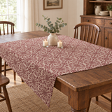 Medallion Burgundy Tan Jacquard Table Topper 42x42 everyday lifestyle image