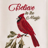 Merry Red Bird Believe In the Magic Of Christmas Dishtowel