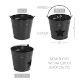 Metal Bucket w/Star Cutout Black-Lange General Store