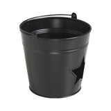 Metal Bucket w/Star Cutout Black-Lange General Store