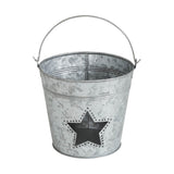 Metal Bucket w/Star Cutout Galvanized-Lange General Store