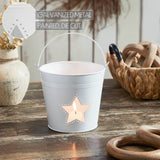Metal Bucket w/Star Cutout White-Lange General Store