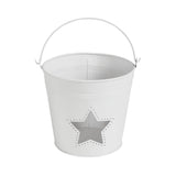 Metal Bucket w/Star Cutout White-Lange General Store