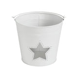 Metal Bucket w/Star Cutout White-Lange General Store