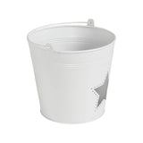 Metal Bucket w/Star Cutout White-Lange General Store