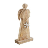 Metal Snowflake Natural Wooden Angel-Lange General Store