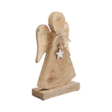Metal Star Natural Wooden Angel-Lange General Store